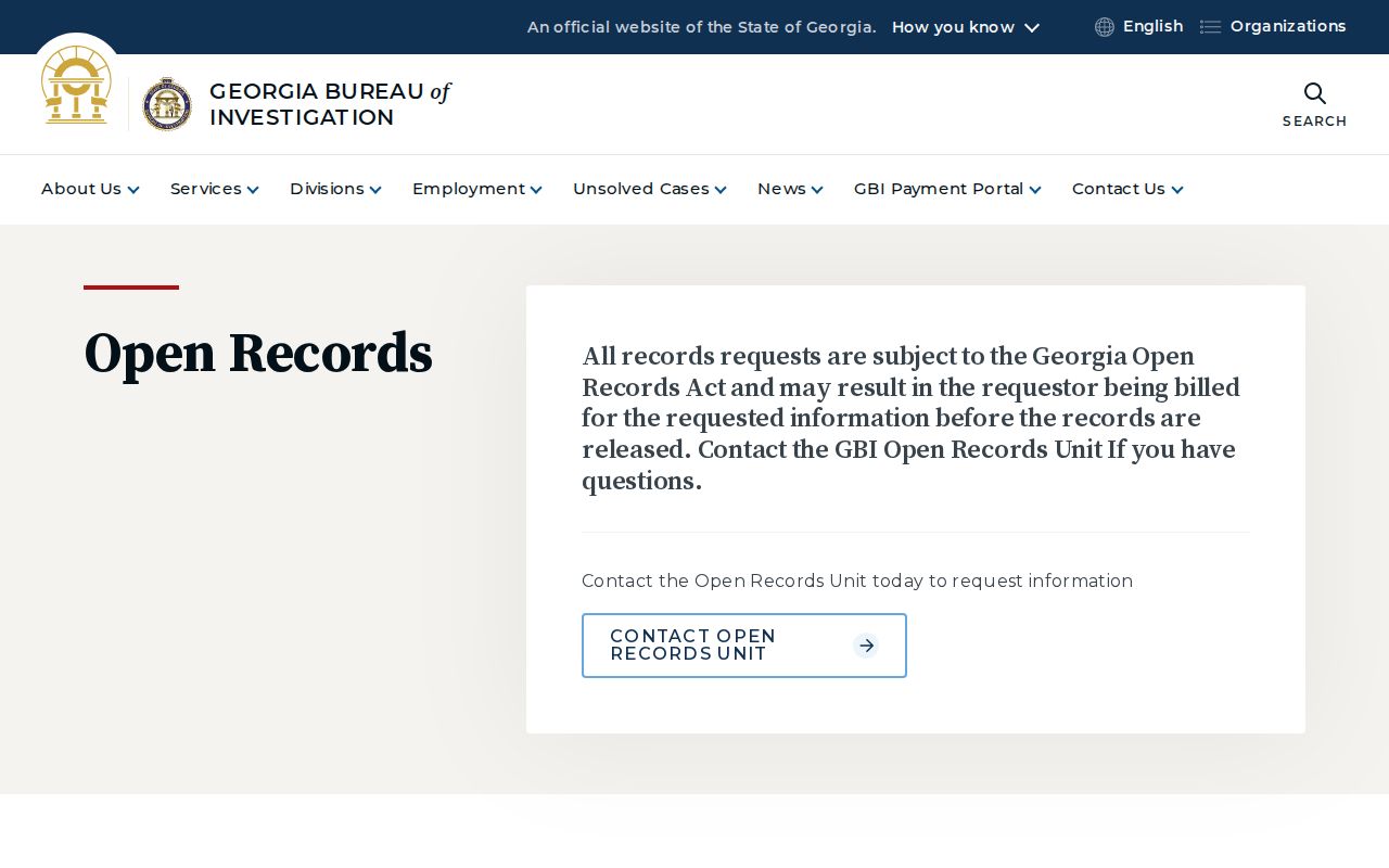 Georgia Bureau of Investigation open-records request channel