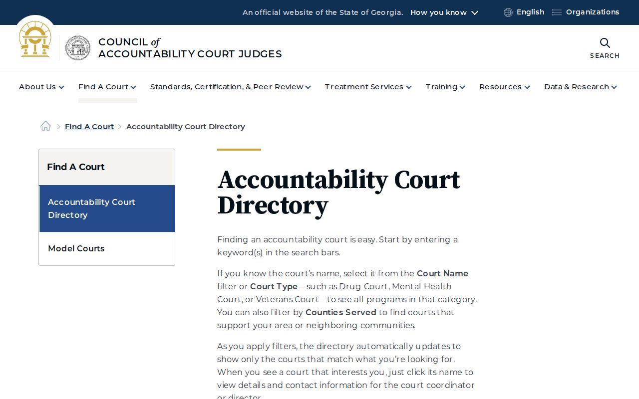 Georgia accountability court directory listing programs serving Burke County