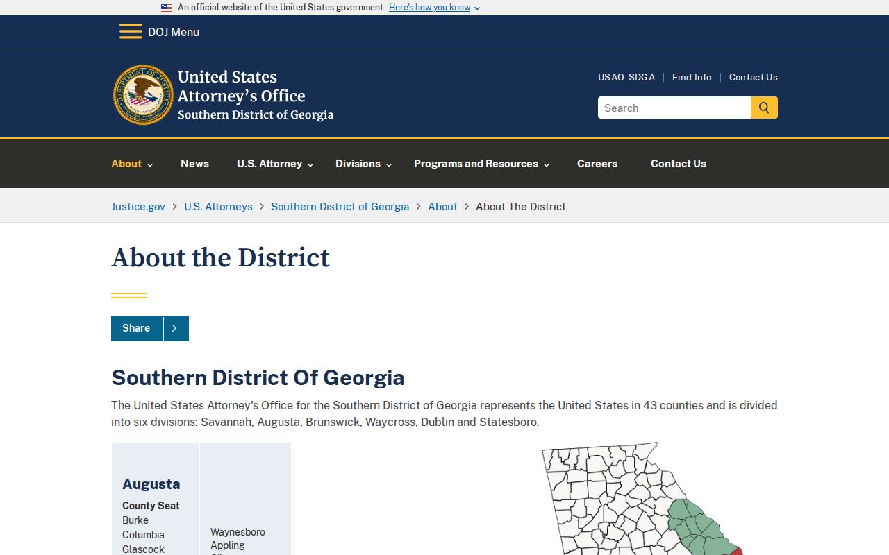 Burke County criminal history federal Augusta Division