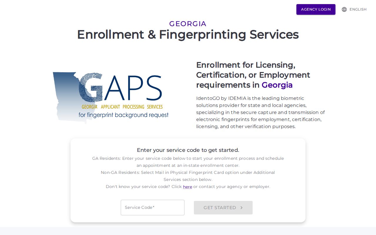 Burke County criminal history GAPS fingerprint enrollment