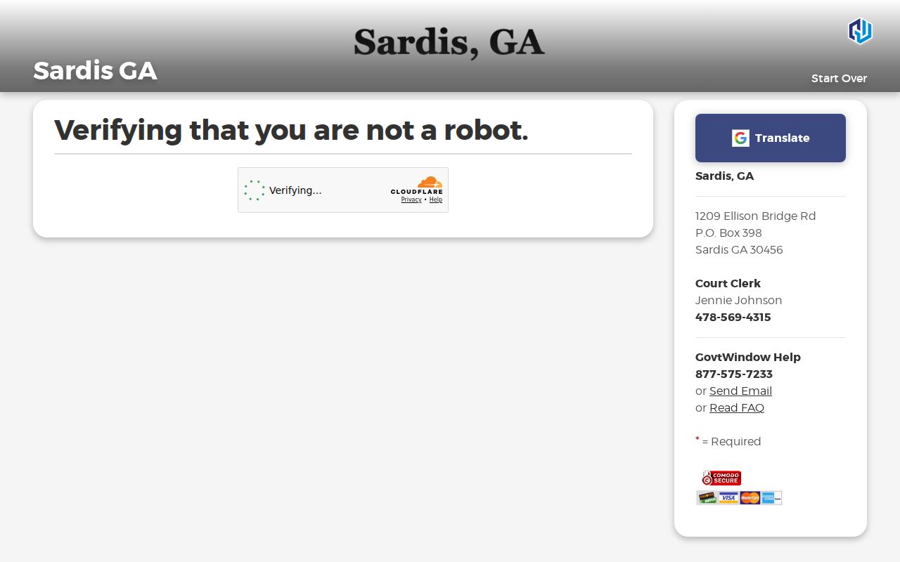 Sardis citation payment interface distinct from court record lookup