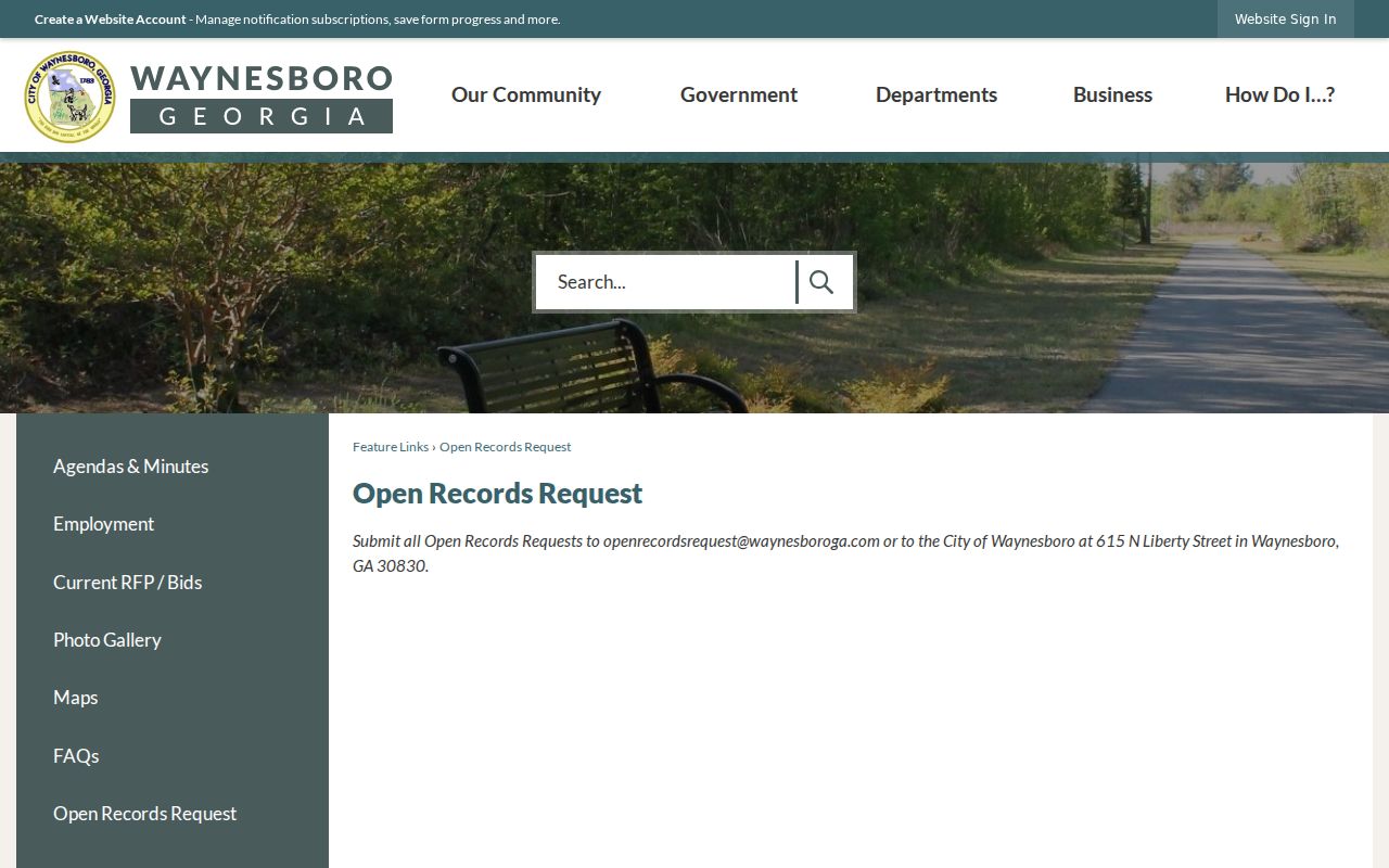 Waynesboro open records request for criminal record material
